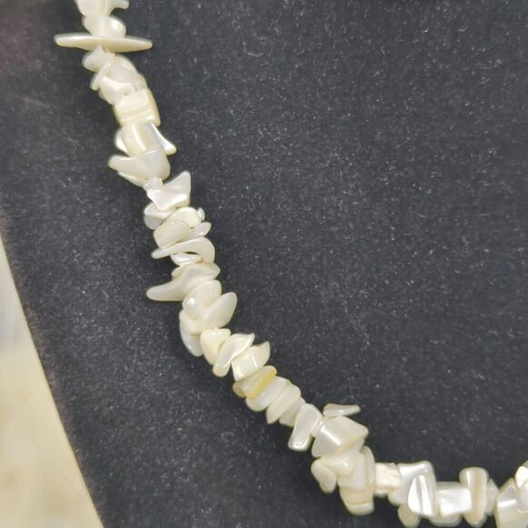 Handmade Sea Shell & Shark Tooth White Mother of Pearl Choker Necklace - Picture 3 of 7